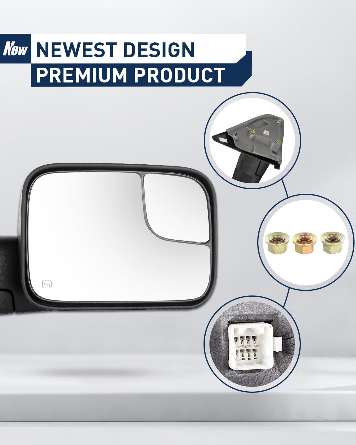 ECCPP Espejos de remolque con 2002-2008 para Dodge para Ram 1500 2003-2009 para Dodge para Ram 25003500 Potencia ajustada, sin luz de señal de giro,