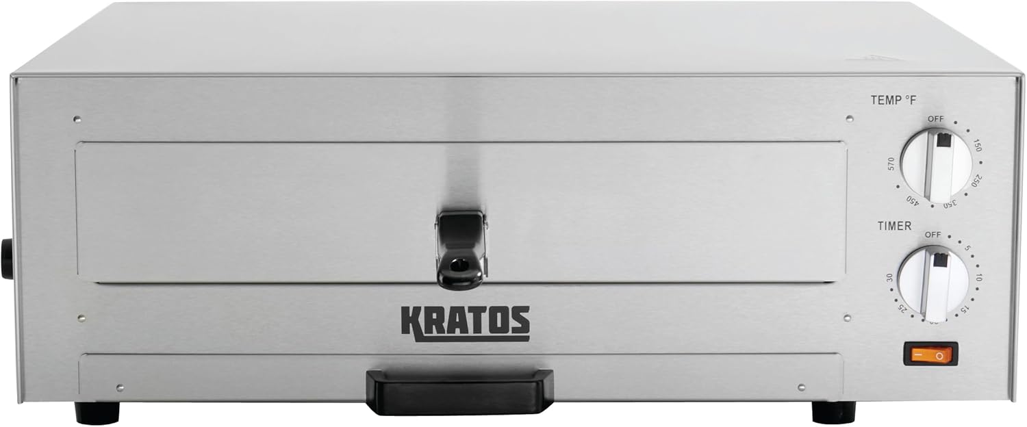 Kratos 29M-036 Horno eléctrico comercial de pizza de 16 pulgadas, 120 V, 1700 vatios, horno de pizza de acero inoxidable para restaurantes, cocina
