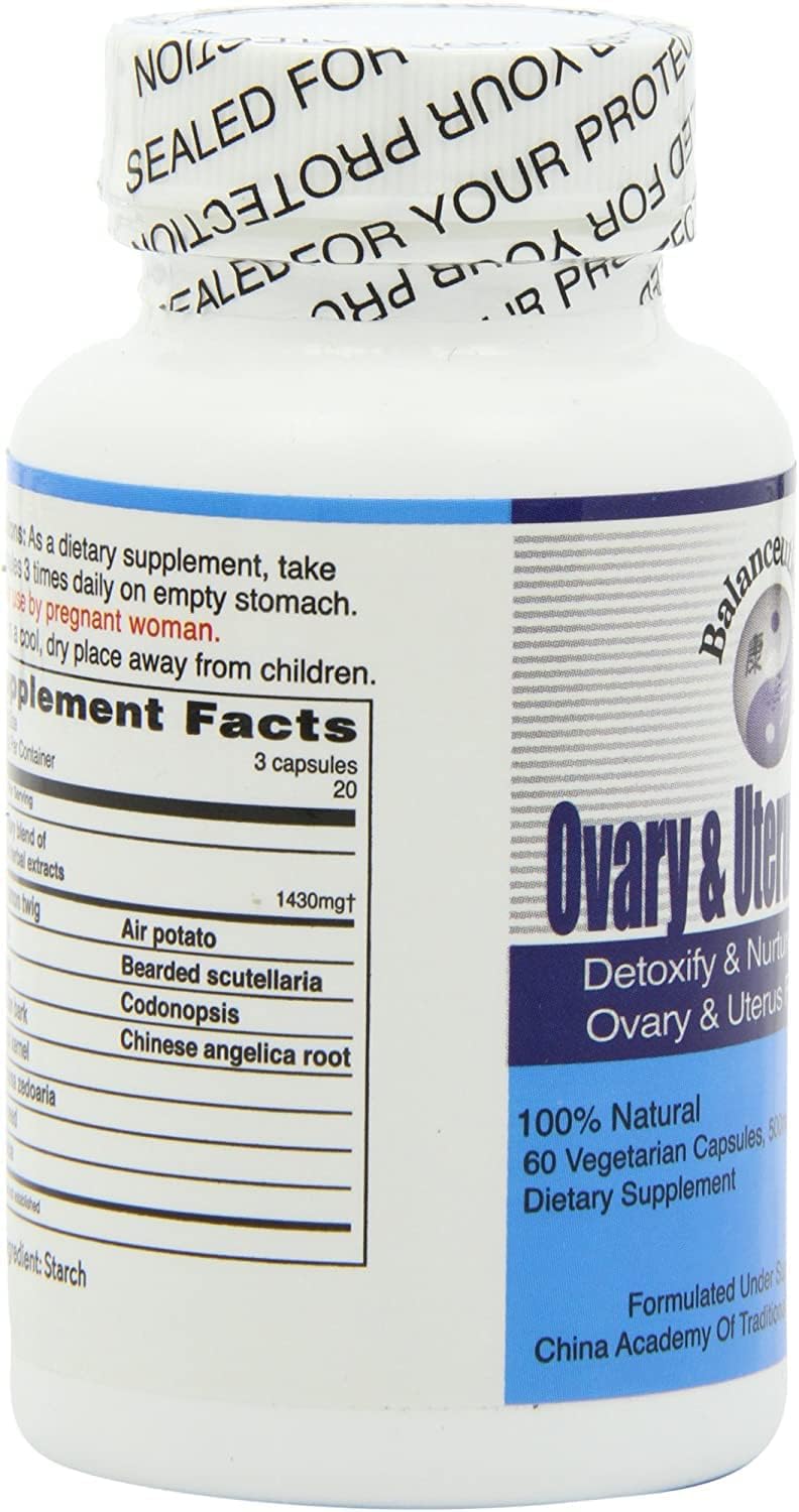 Balanceuticals Ovary & Uterus Clean, cápsulas de suplemento dietético de 500 mg, botella de 60 unidades (paquete de 2)