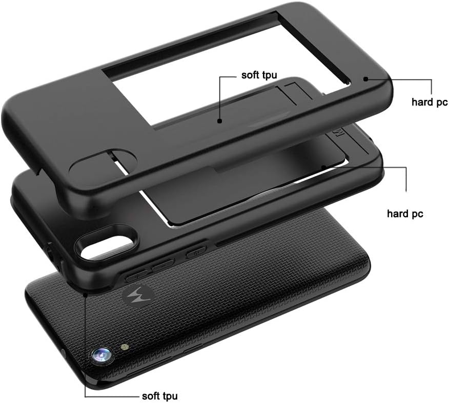 FDTCYDS Funda para Moto E6 con tarjetero, a prueba de golpes, funda protectora híbrida de silicona resistente para Motorola Moto E6 (edición 2019),