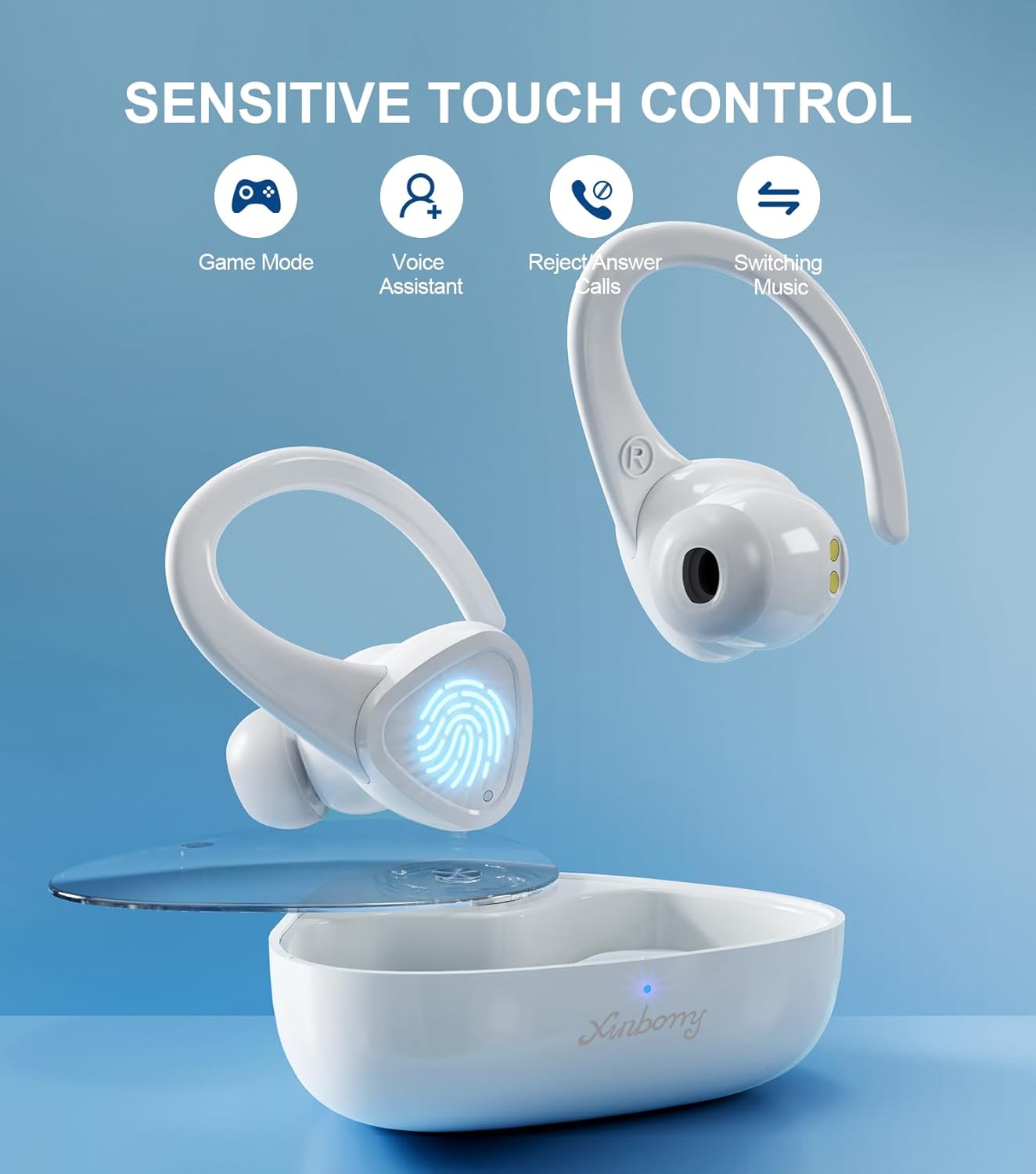 Auriculares inalámbricos Bluetooth con estuche de carga, ENC integrados, TWS Bluetooth 5.3, 60 horas de tiempo de reproducción con sonido HiFi,