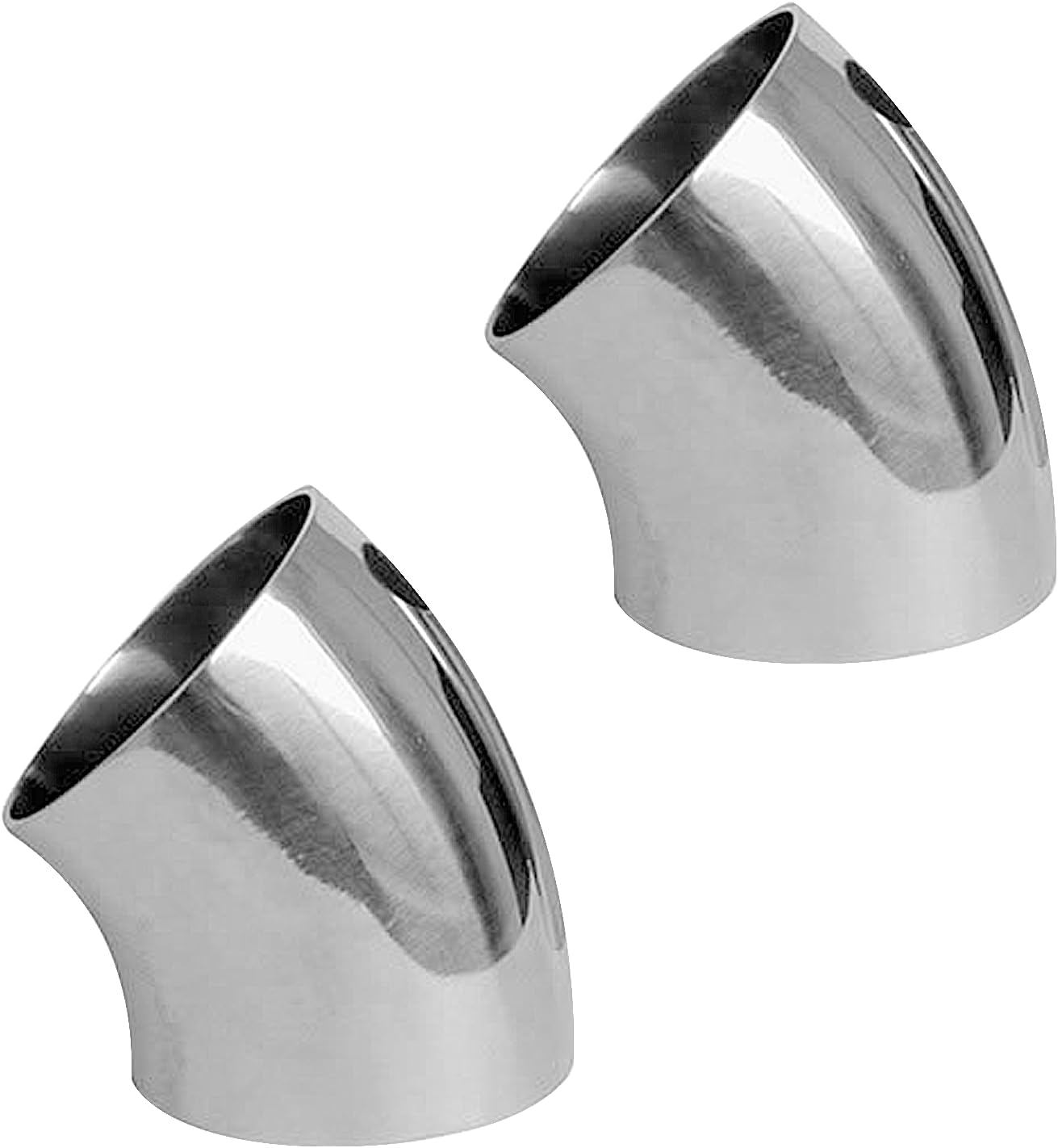 BokWin 2 piezas de codo de escape de 45 grados OD 2.5 pulgadas tubo de doblez de acero inoxidable codo tubos de escape para barandilla de escalera