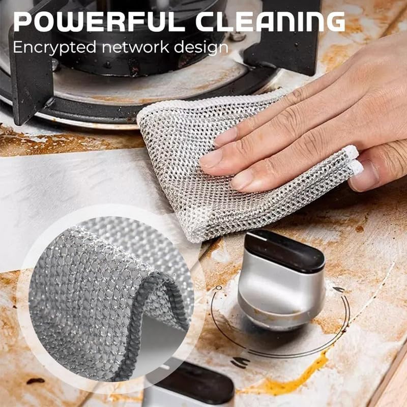 Multipurpose Wire Dishwashing Rags, 2024 New Metal Wire Dishwashing Cloths Towels Scrubs Cleans, Wet and Dry Wire Dishwashing Rags Non-Scratch Wire