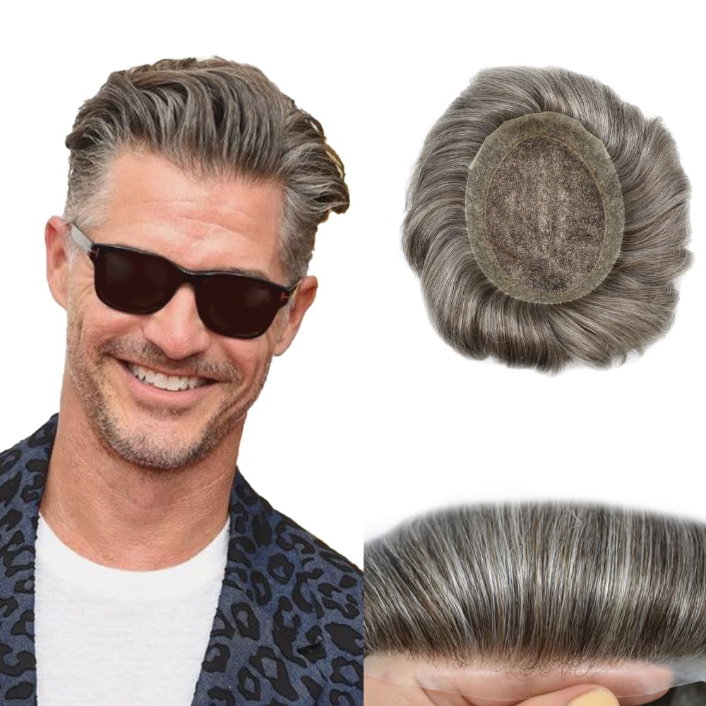 Tupé para hombres, piezas de cabello humano real para hombres, tupé de encaje transpirable para hombre, tupé para pérdida de cabello, protesis