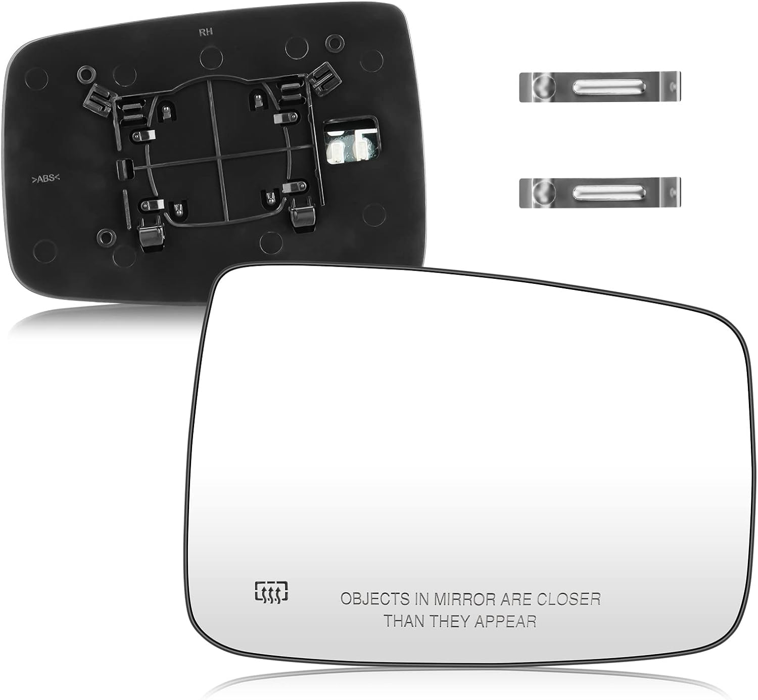 Espejo calefactable con vista lateral derecha del pasajero con placa de respaldo compatible con Dodge Ram 1500 2500 2010, Ram 1500 2500 2011-2018