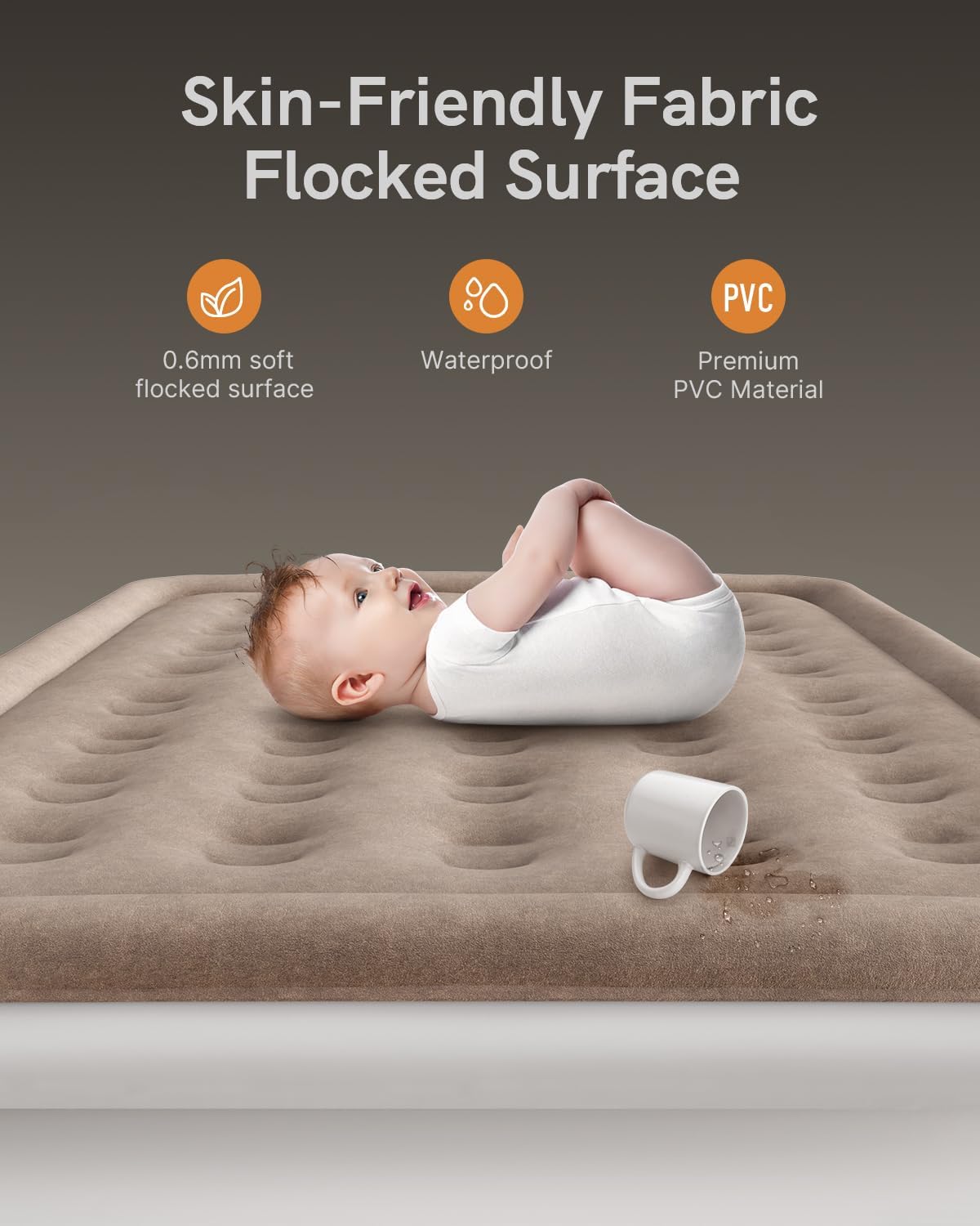 Colchón de aire Queen con bomba integrada, colchón inflable en 3 minutos autoinfladodesinflado, colchón inflable plegable, cama de aire para