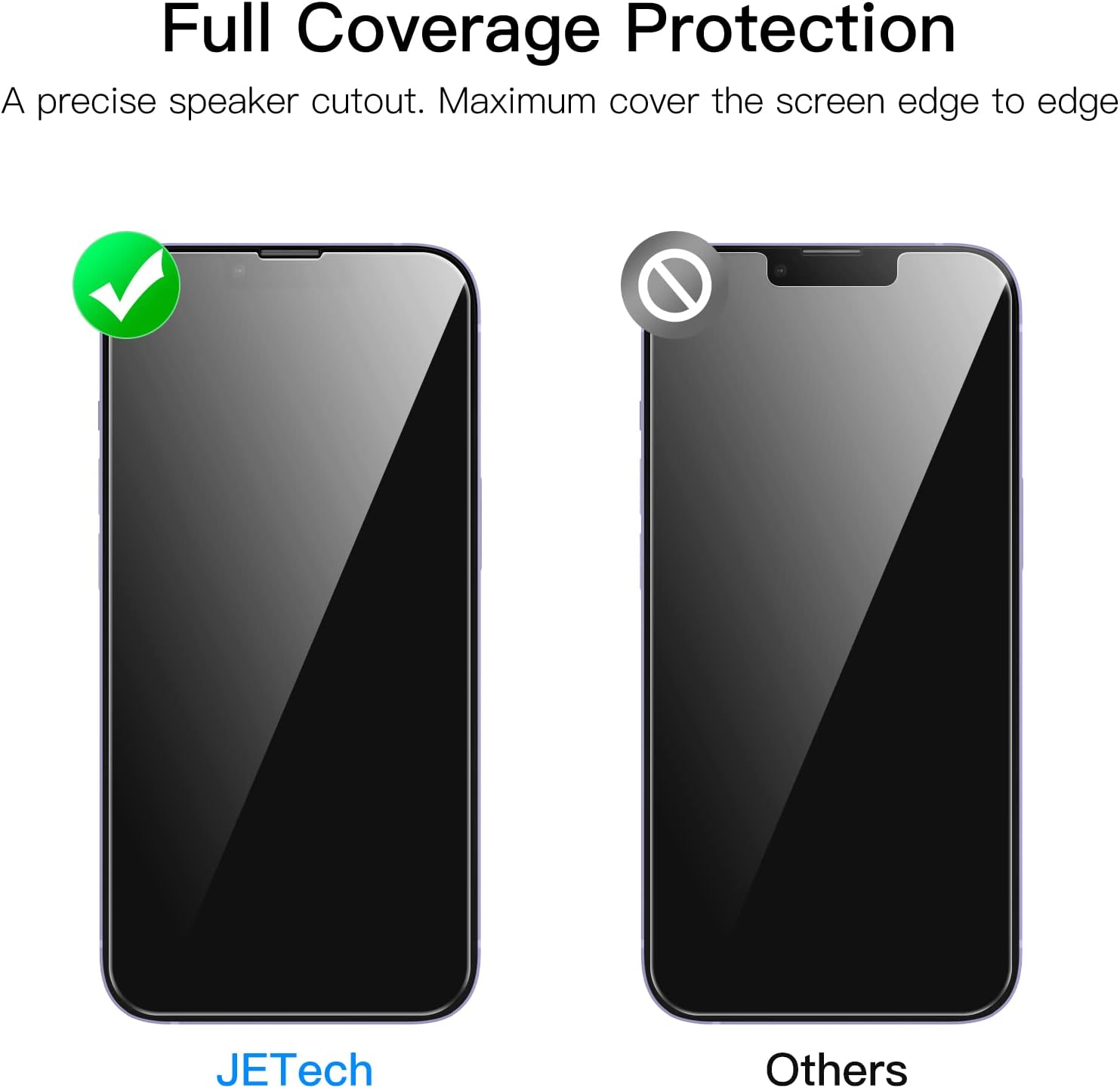 JETech One Touch Install Protector de pantalla para iPhone 14 Plus de 6.7 pulgadas, película de vidrio templado de cobertura completa, kit de