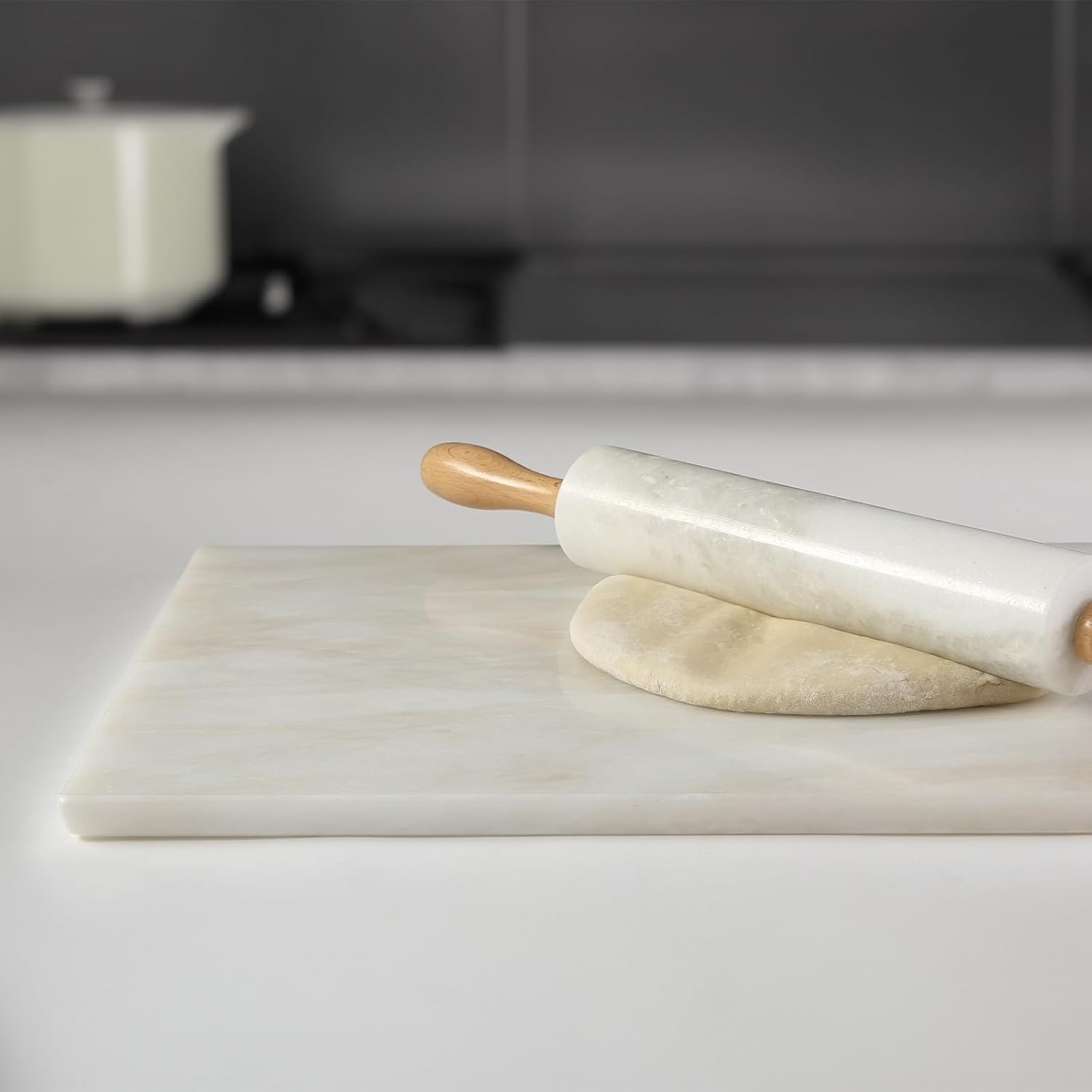 Koville Tabla de cortar de mármol africano de lujo para cocina, losa de mármol grande hecha a mano de 16 x 12 pulgadas para queso, embutidos, tabla