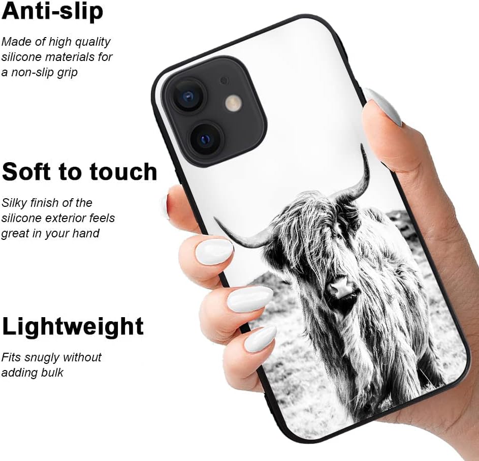 GULTMEE Funda para iPhone 11 Highland Cow, carcasa de goma TPU y diseño de PC, a la moda, ajuste delgado, híbrido, a prueba de golpes, fundas