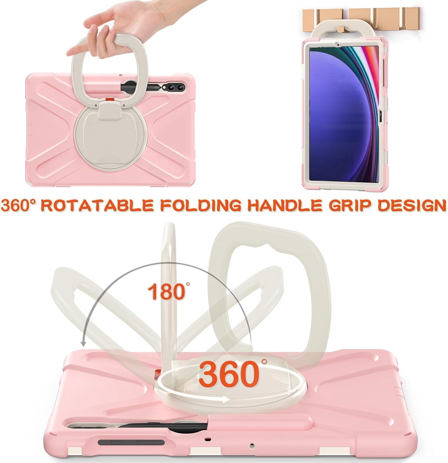 Funda de silicona resistente para Samsung Galaxy Tab S9+ de 12.4 pulgadas 2023S8+ S7+S7 Fe, con correa para el hombro, soporte para bolígrafo S,