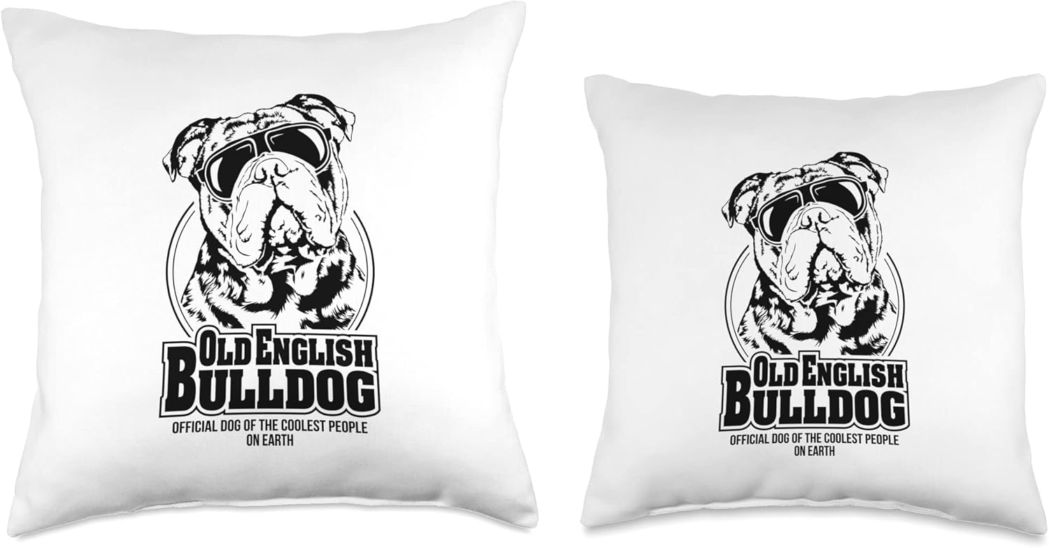 Wilsigns Old English Bulldog coolest people Funny Old Bulldog Inglés Coolest People Saying Dog – Almohada para perro, 16 x 16 pulgadas, multicolor