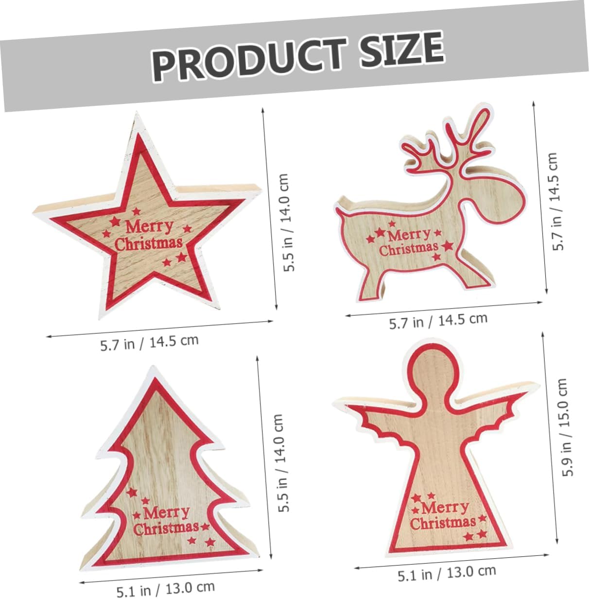 NOLITOY 8 piezas de adornos de Navidad de madera para árbol de Navidad, figuras de reno de madera, figuras de Navidad, decoración de mesa de madera