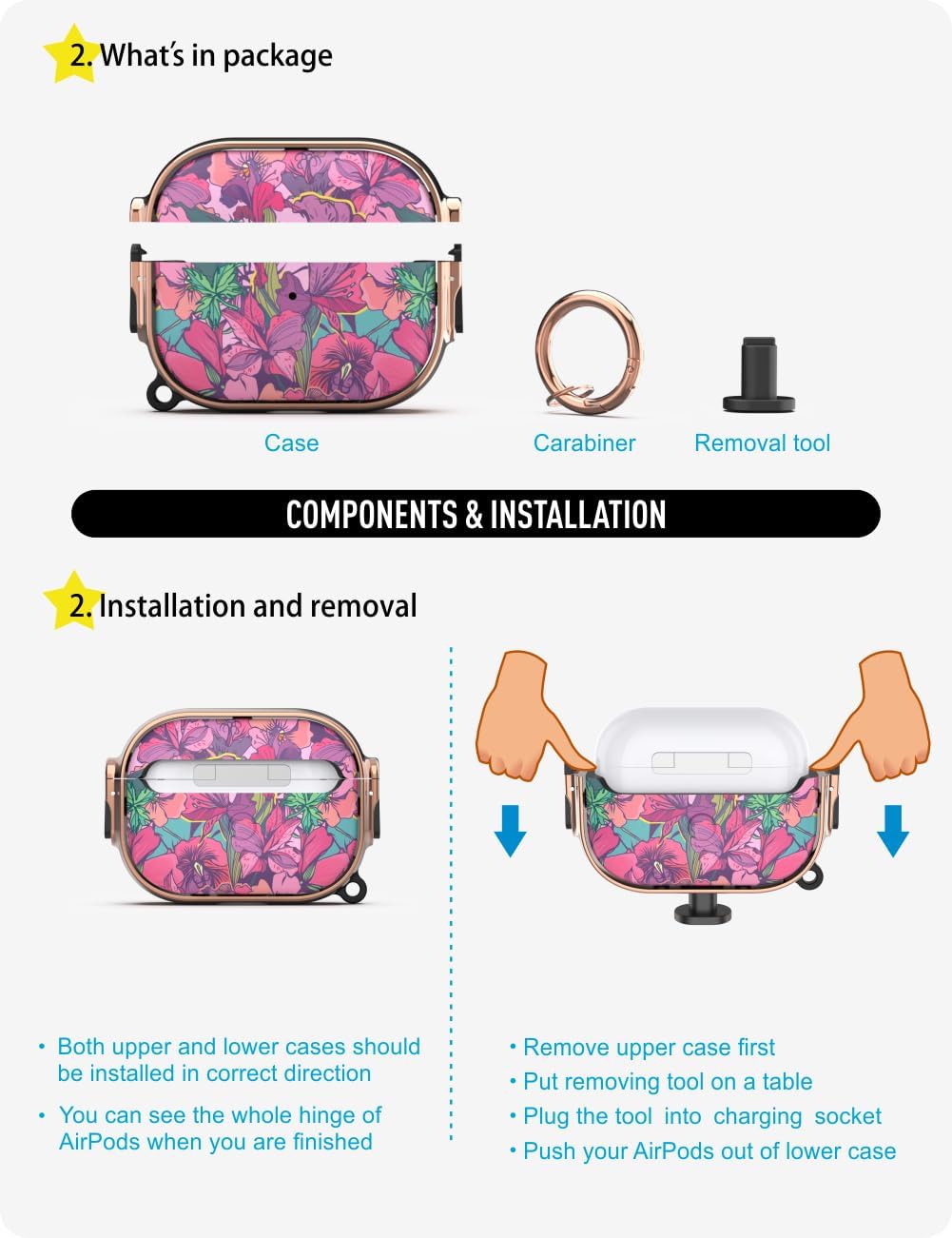Funda para AirPod Pro 2, funda AirPods Pro con cerradura, funda AirPods Pro 2 para mujeres y hombres (rosa)