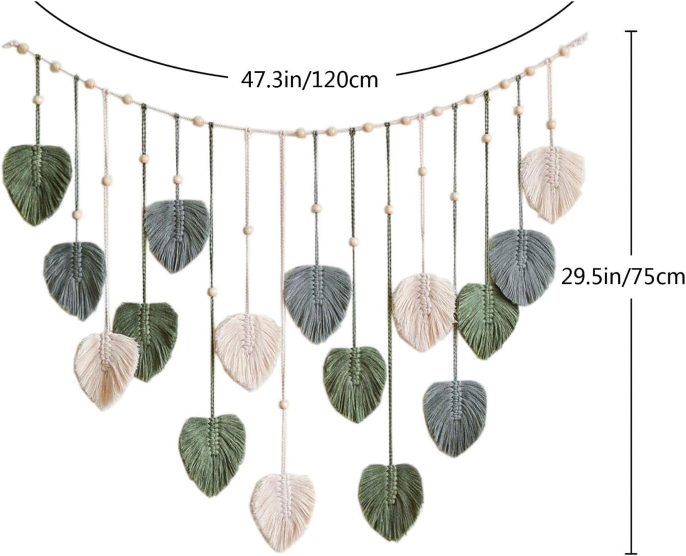 KLKCMS Tapiz tejido de macramé para colgar en la pared, telón de fondo estético bohemio para el hogar, borla de hojas de macramé, decoración de