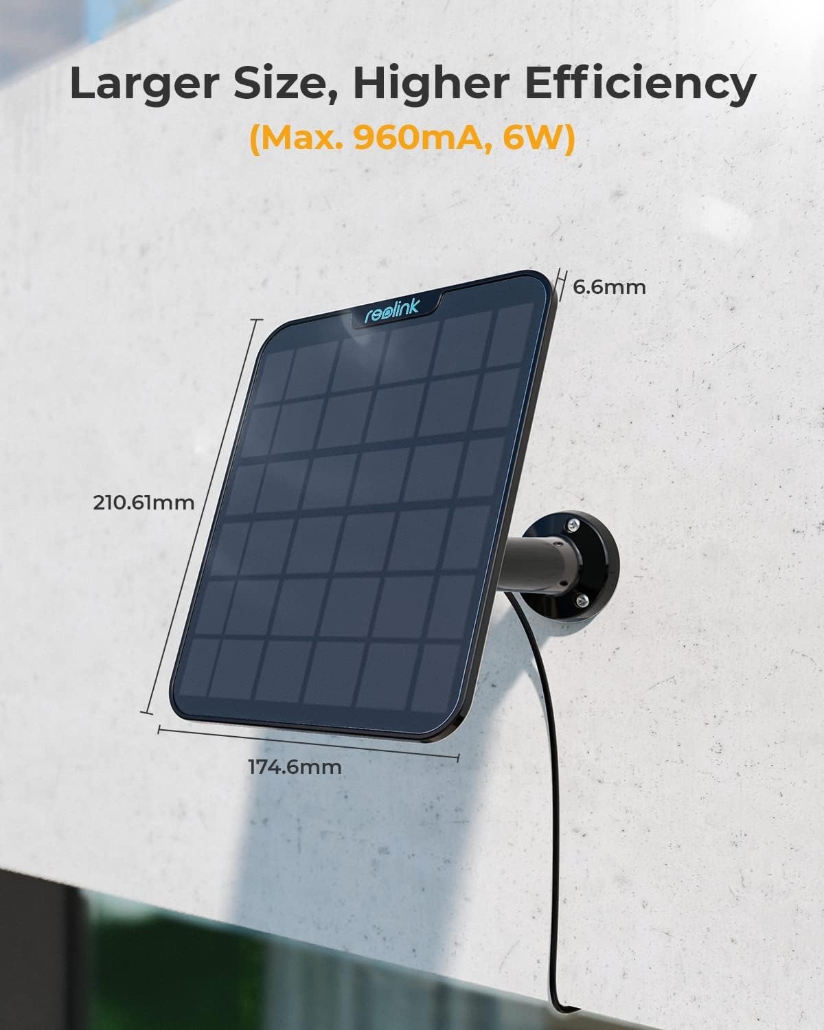 Reolink Panel solar de 6 W, fuente de alimentación solar sin parar para todas las cámaras de batería inalámbricas al aire libre, compatible con