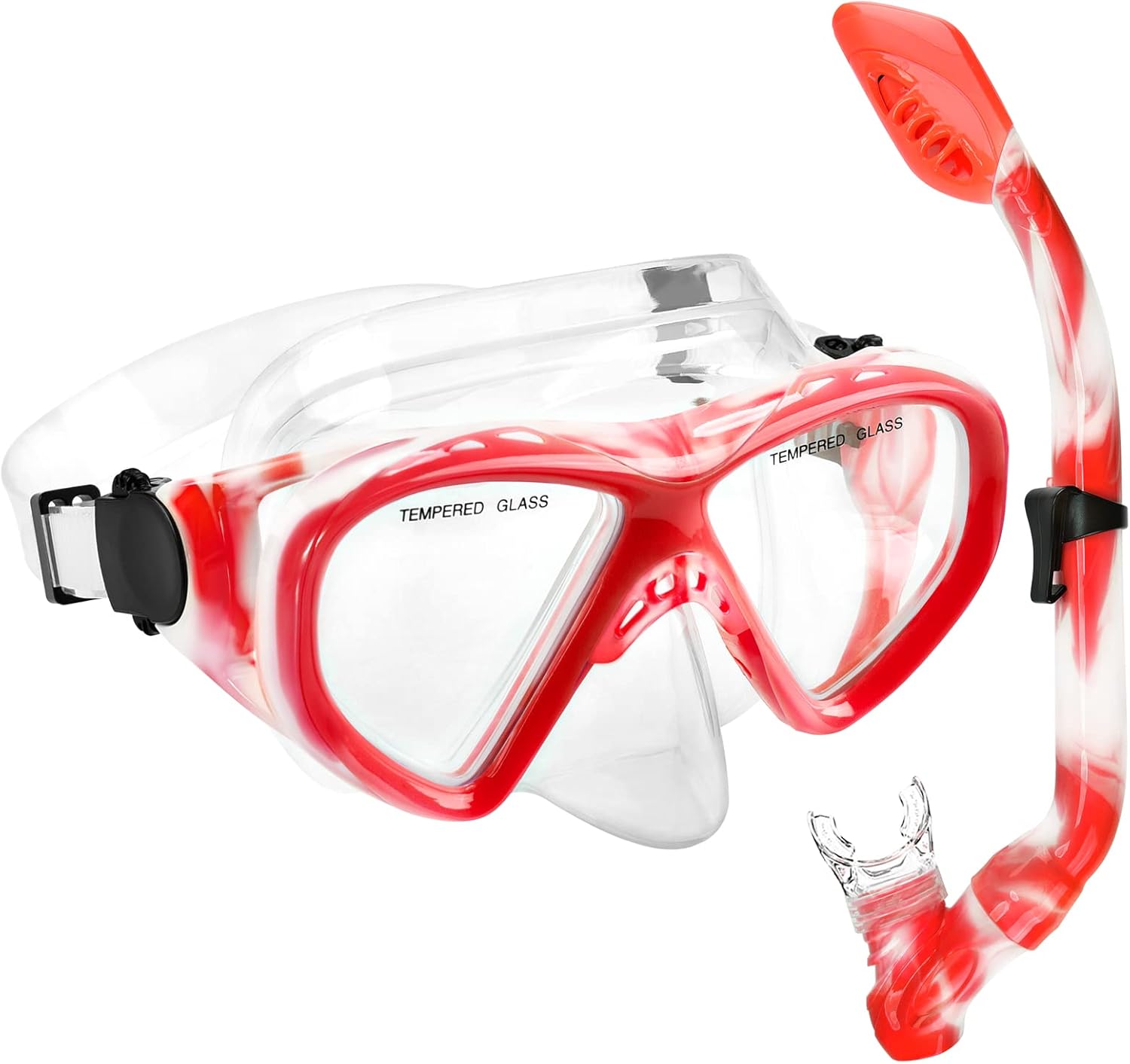 Kids Snorkel Set Dry Top Snorkeling Gear for Kids Youth Boys Girls Junior Age 5-15,Tempered Glass Swimming Diving Mask and Snorkel Set 180 Degree