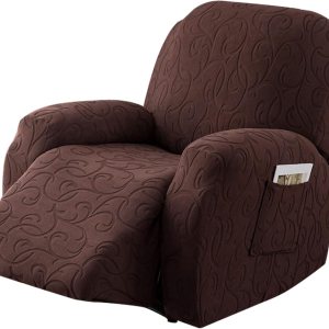 YUEANG Funda reclinable elástica de 4 piezas, funda de sofá para sofá reclinable de 1 asiento, protector de muebles lavable con parte inferior YUEANG Funda reclinable elástica de 4 piezas, funda de sofá para sofá reclinable de 1 asiento, protector de muebles lavable con parte inferior