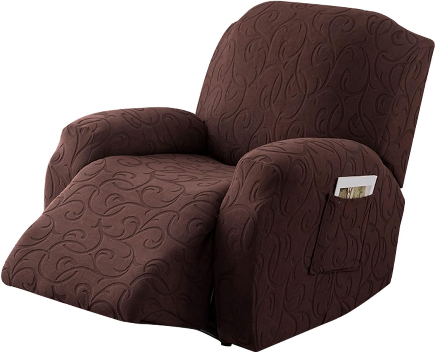 YUEANG Funda reclinable elástica de 4 piezas, funda de sofá para sofá reclinable de 1 asiento, protector de muebles lavable con parte inferior