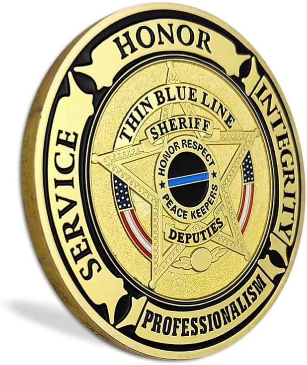 Moneda de desafío de aplicación de la ley de Estados Unidos delgada línea azul policial oración militar