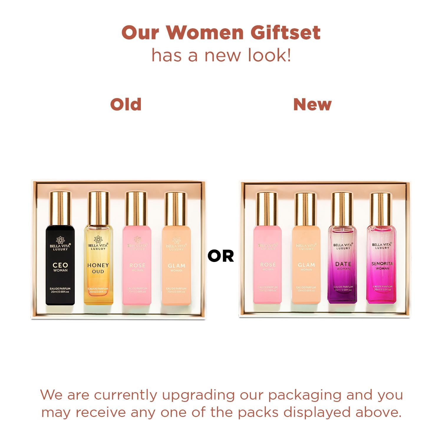 Vitation Store – Set de regalo de perfume de lujo para mujer, 4 x 0.7 fl oz, para mujer con CEO, Honey Oud, glamour, perfume de rosa, floral,