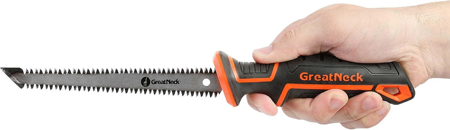 GreatNeck 74031 – Sierra Jab y funda de doble filo, herramienta de corte para paneles de yeso, sierra de doble cara, sierra Jab de hoja de piedra,