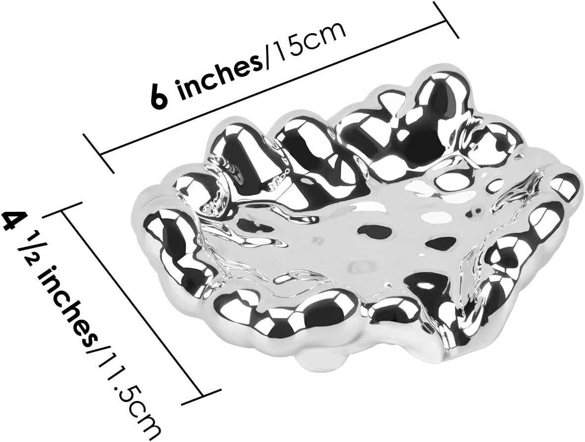 DODAMOUR Jabonera con drenaje, soporte para jabón de barra autodrenante, bandeja de jabón en cascada para baño (plateado)