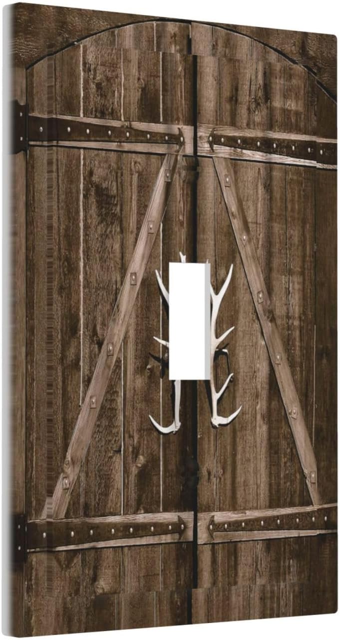 Cubierta de interruptor de luz de palanca para puerta de granero rústica, cubierta decorativa de pared de 1 cuadrilla, puerta de madera vintage de