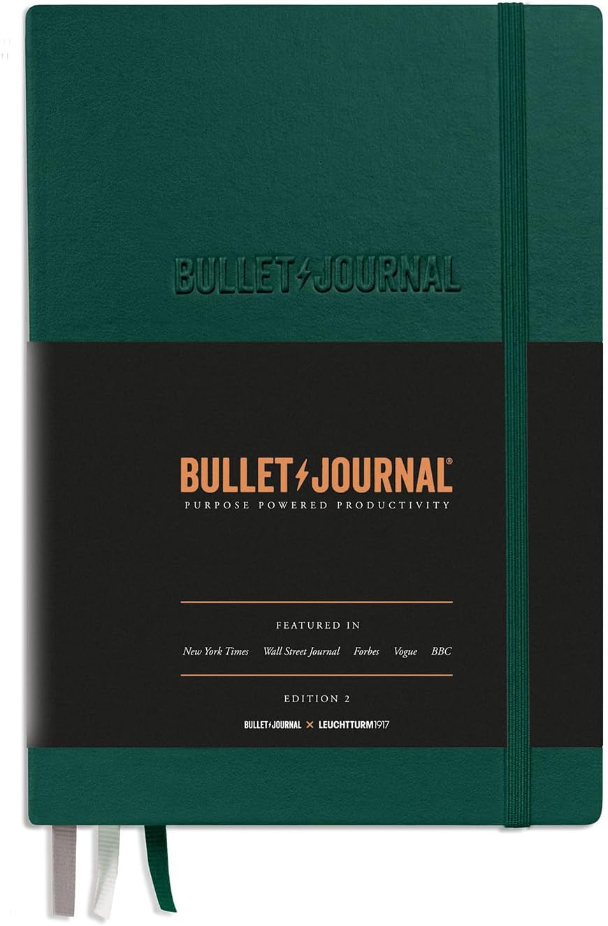 LEUCHTTURM1917 368952 Bullet Journal Edition 2 Green23, mediano A5, tapa dura, 206 páginas numeradas, punteado