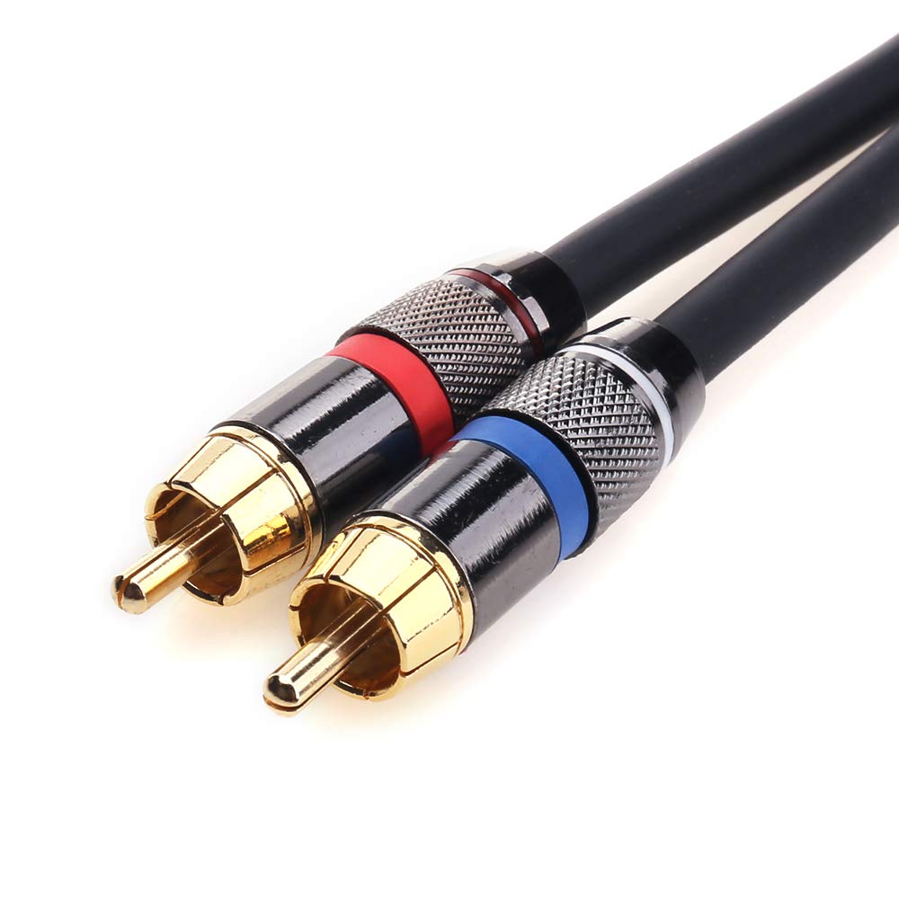 TISINO Cable de 14 a RCA, cable de audio TRS a RCA de un cuarto de pulgada, conector estéreo de 0.250 in a cable de inserción RCA doble, cable