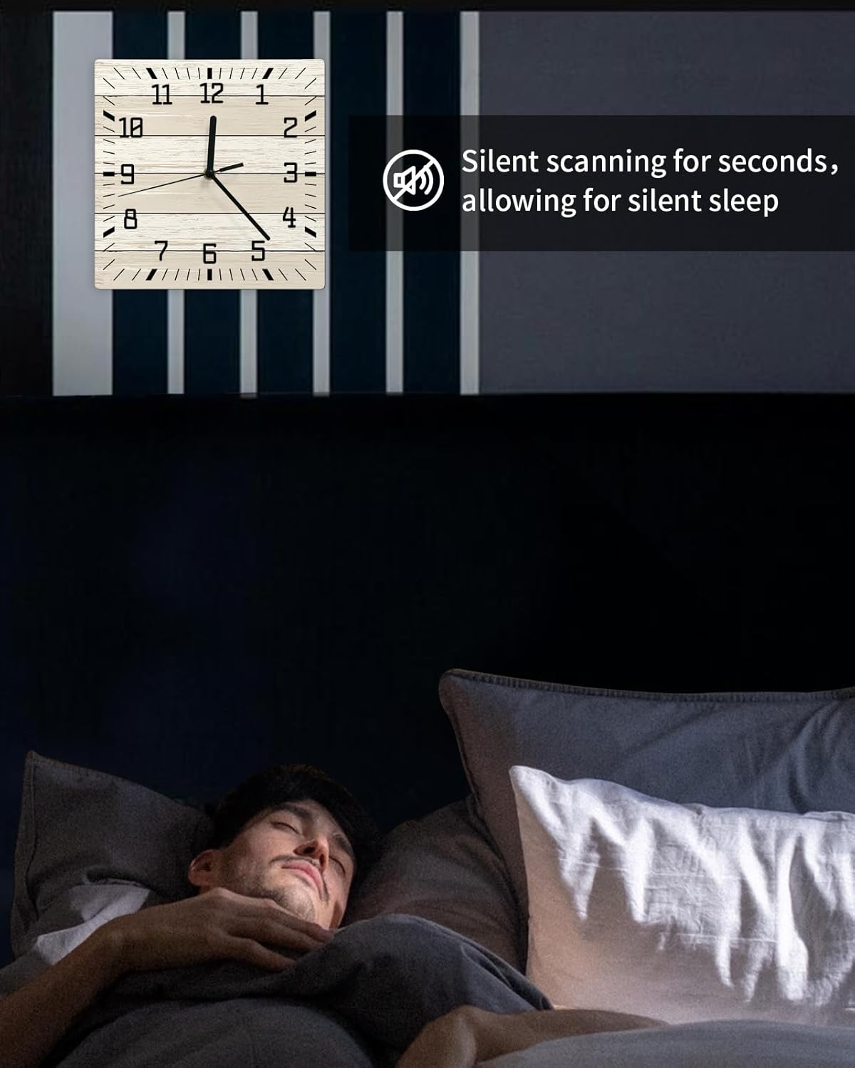 Reloj de pared de color blanco degradado, funciona con pilas, reloj de pared silencioso sin tictac de 10 pulgadas, reloj de pared cuadrado de grano