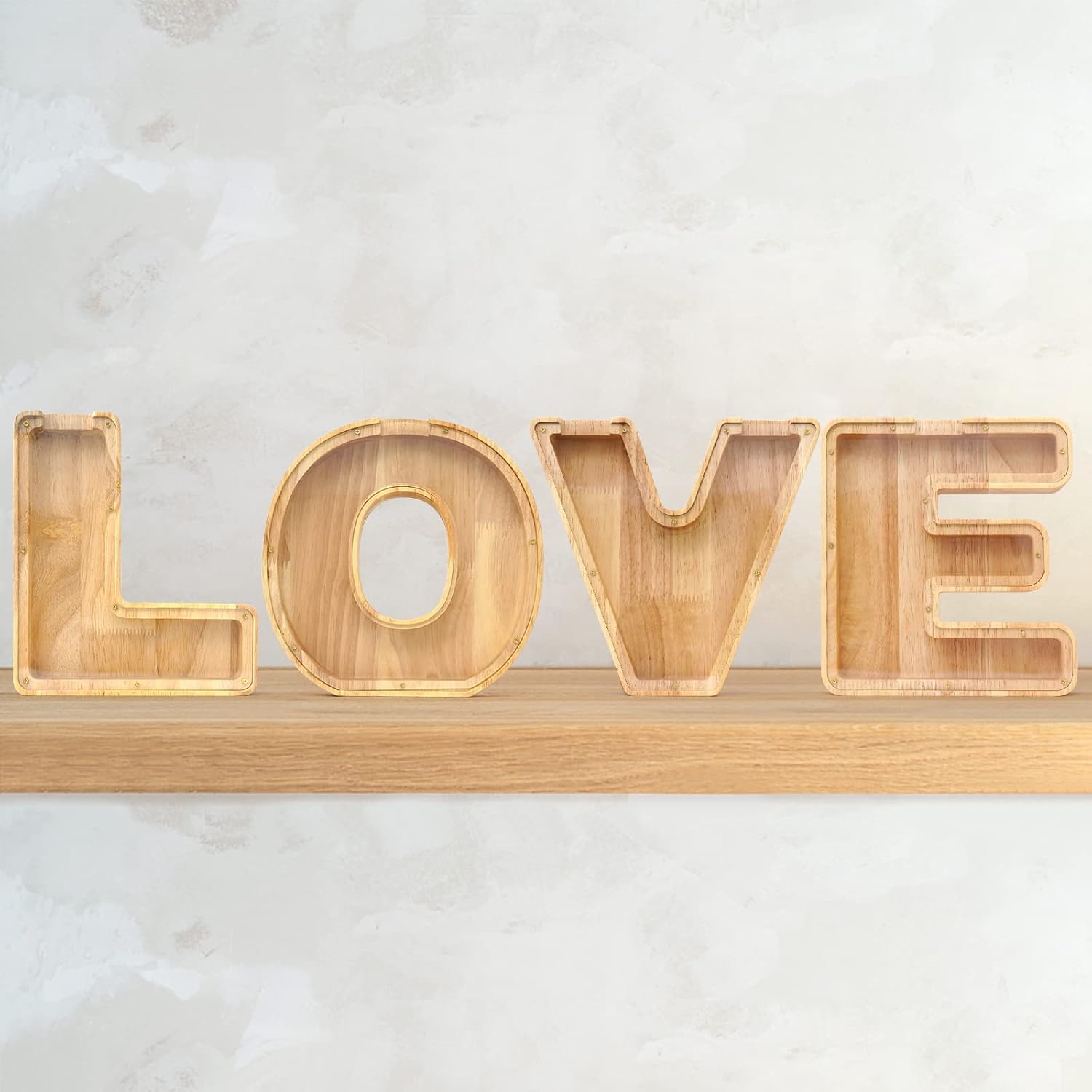 WOOD CITY Alcancía con letras para adultos, niños y niñas, de madera de 9 pulgadas, caja de dinero personalizada, nombre personalizado, regalo