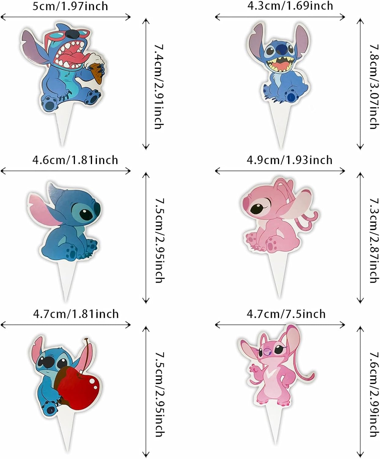 48 piezas de puntada para cupcakes, suministros de fiesta de cumpleaños, decoraciones de fiesta temática de puntada