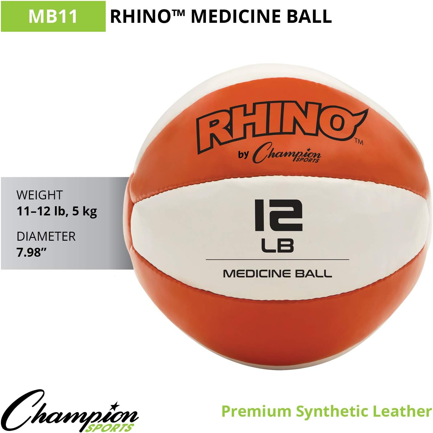 Champion Sports Medicine Balls – Pelotas para ejercicios, 8 tamaños, cuero con agarre antideslizante, pesada, multiuso (para entrenamiento de peso,