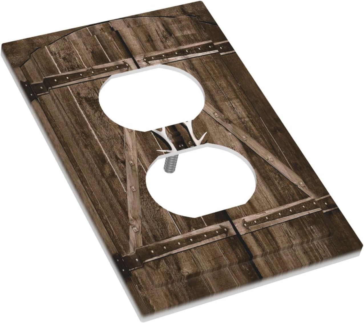 Placa de pared decorativa para puerta de granero dúplex de 1 banda, placa frontal decorativa para receptáculo eléctrico único, placa de pared para