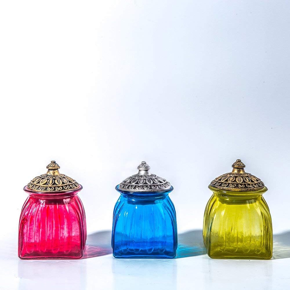 SOCOSY Tarro de cristal vintage para dulces con tapa, tarro de alimentos, frasco de nueces, joyero, para boda, dulces, bufé, almacenamiento de