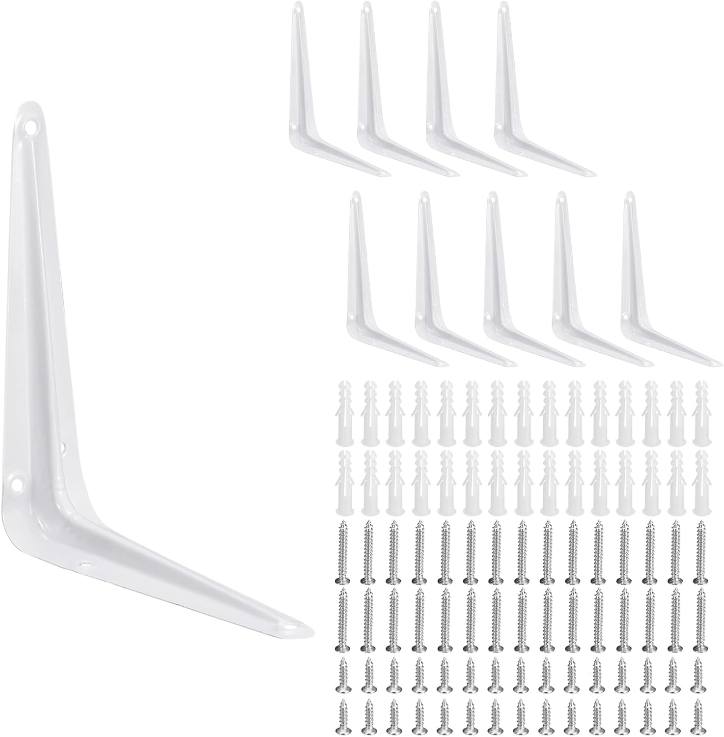 uxcell Soporte de estante de 6 x 5 pulgadas, 10 soportes de metal en L, soportes flotantes para estante de pared, soporte de esquina para tablero de