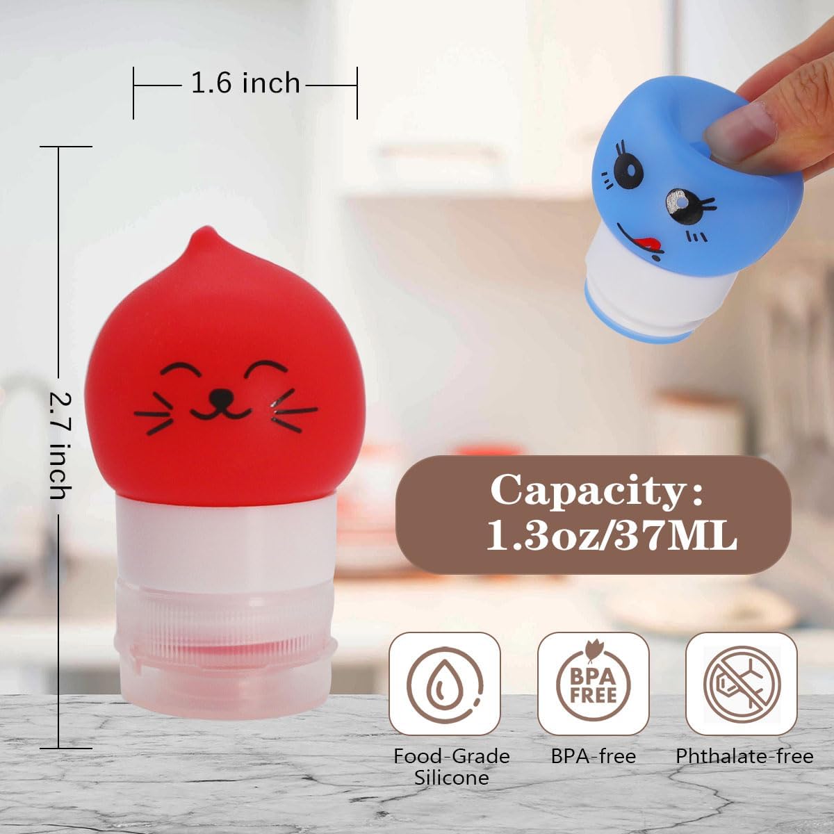 Paquete de 4 botellas de aderezo de ensalada de 1.3 onzas con cepillo de limpieza, recipiente pequeño para aderezo de ensalada para llevar, botellas