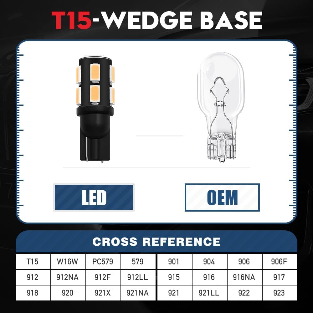 VEHICODE Bombilla LED de 12 V 921 922 912 906 suave blanco cálido 579 904 916 918 Kit de repuesto de luz interior para caravana, cámper, remolque,