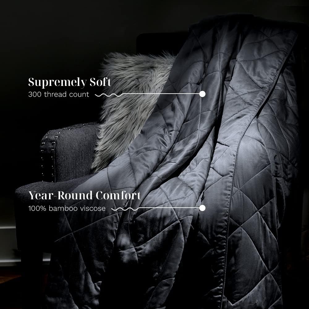 LUXOME Manta ligera  100% viscosa de tela y relleno de bambú  FullQueen – 86 x 92 pulgadas  Super suave  Regulador térmico  Carbón