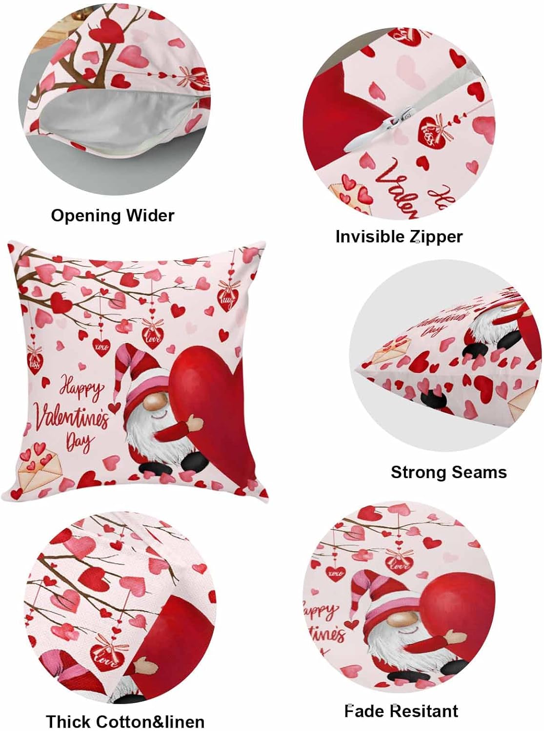 Juego de 2 fundas de cojín cuadradas para el Día de San Valentín, 18 x 18 pulgadas, de algodón, reversibles, diseño de árbol del amor, corazón rojo,