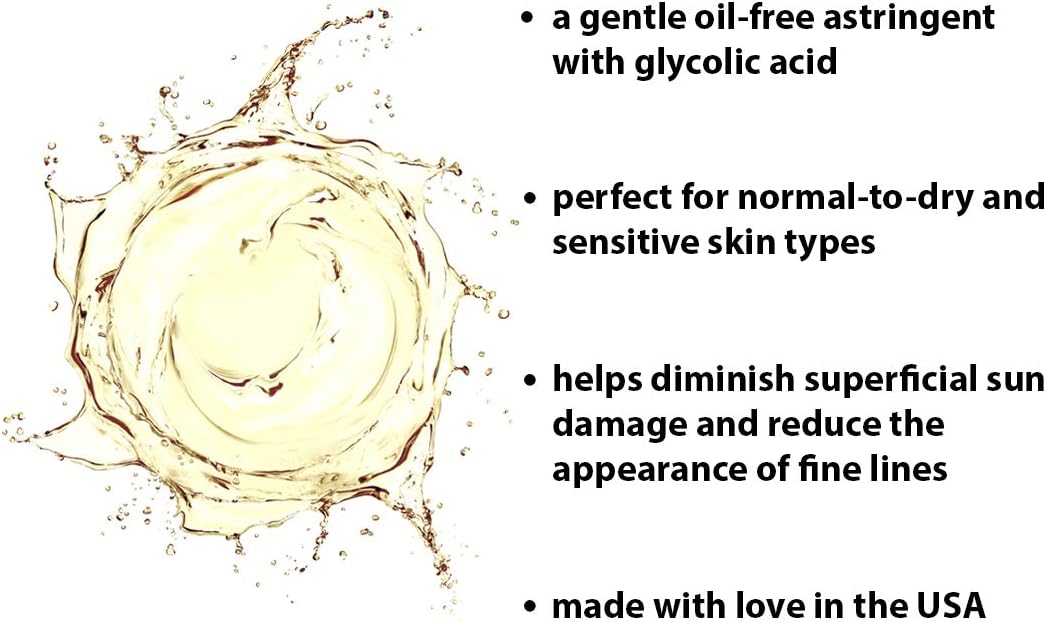 RAYA Ginseng Astringent con AHA 16 oz (G-205)  Tónico facial glicólico suave para piel seca y sensible  Ayuda a apretar los poros, suavizar la tez y