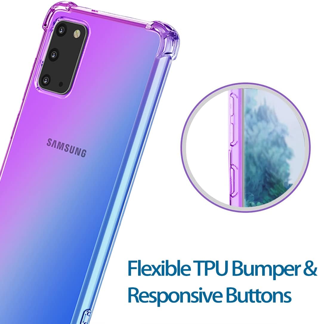 KOARWVC Funda para Galaxy S20 5G, Samsung S20 SM-G981U, funda transparente degradado, delgada, antiarañazos, TPU, a prueba de golpes, funda