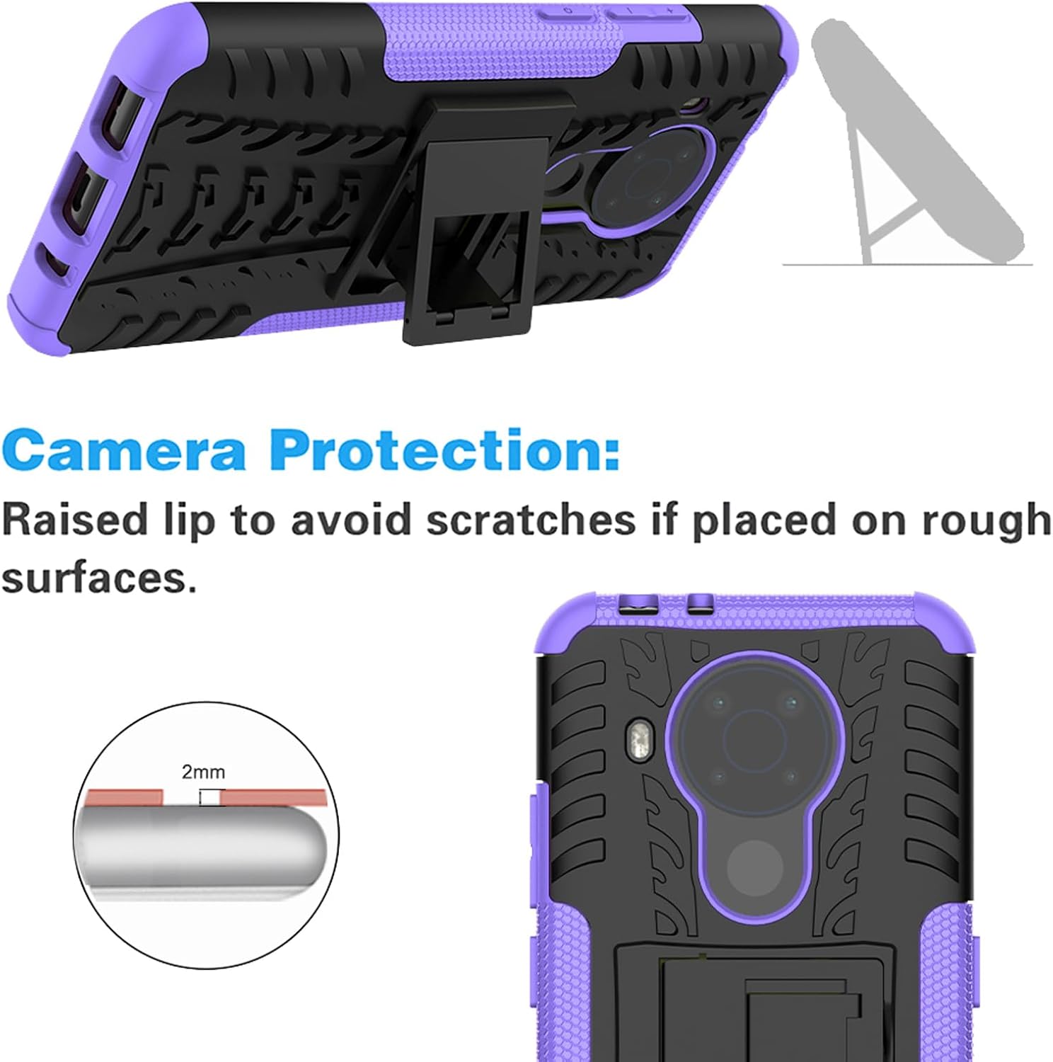 Asuwish Funda de teléfono para Nokia 5.4 TA1333 con protector de pantalla de vidrio templado y soporte delgado, híbrida, resistente, funda