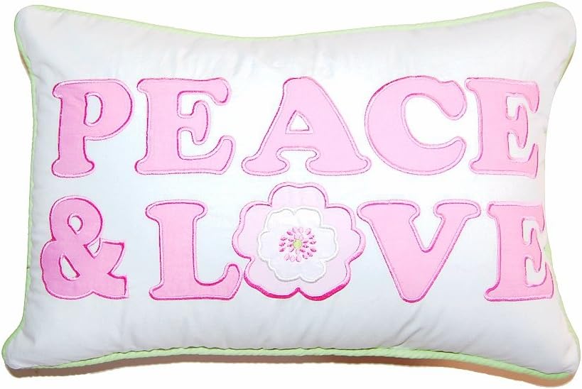 Cozy Line Home Fashions Pink Greta Pastel Peace & Love – Almohada decorativa (Peace & Love – 1 pieza)