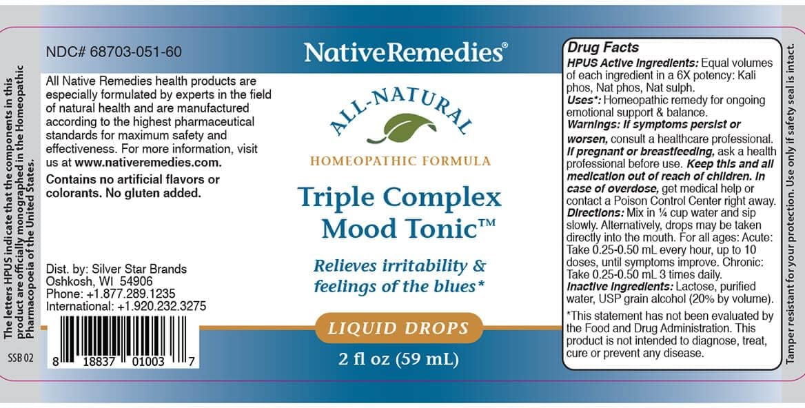 Native Remedies Tónico triple complejo para el estado de ánimo, fórmula homeopática natural que alivia los síntomas de mal humor y sobresensibilidad