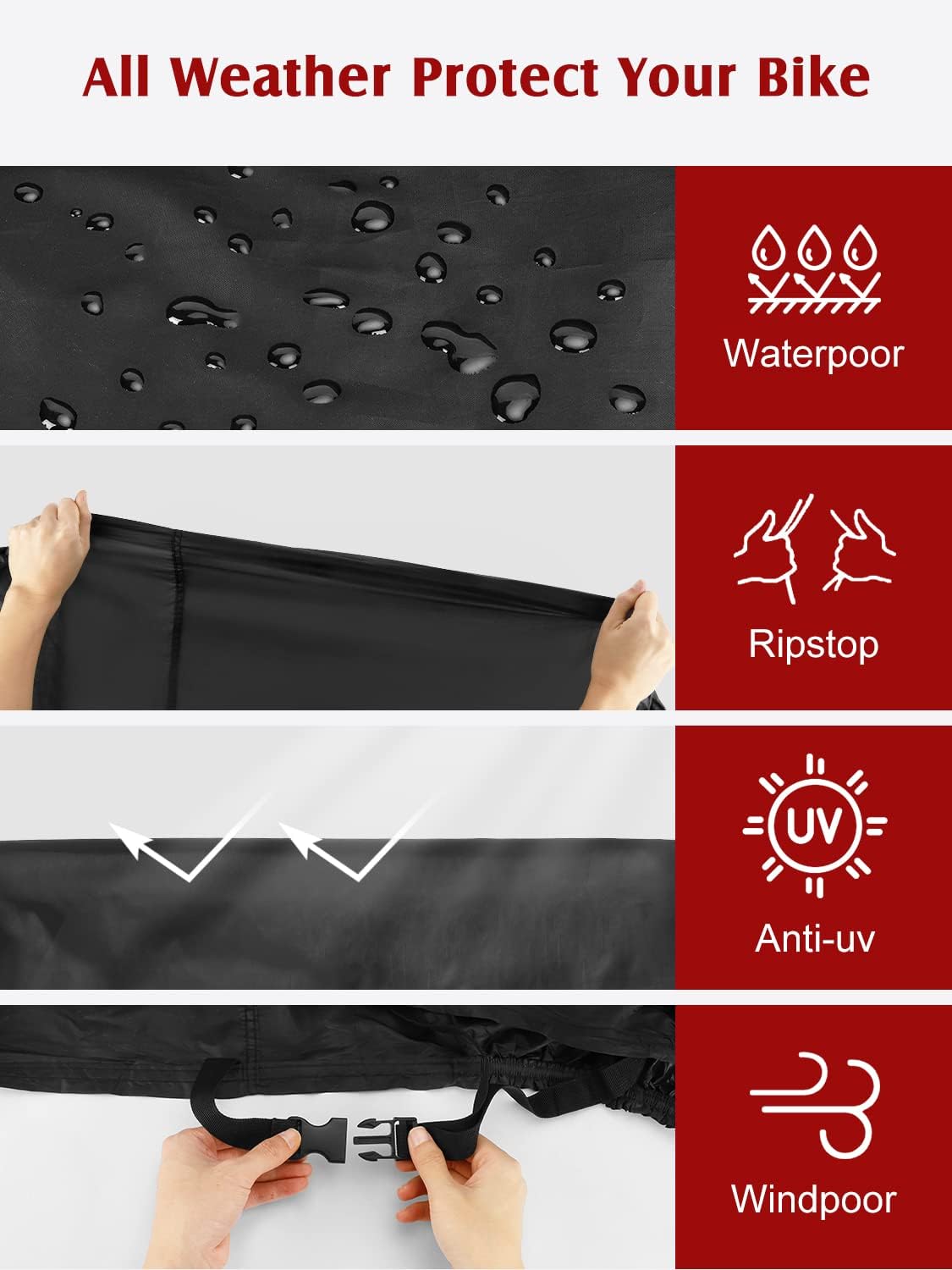 Funda para bicicleta para 2 bicicletas, 210D Oxford para exteriores, impermeables, con orificio de bloqueo, protección para todo tipo de clima,