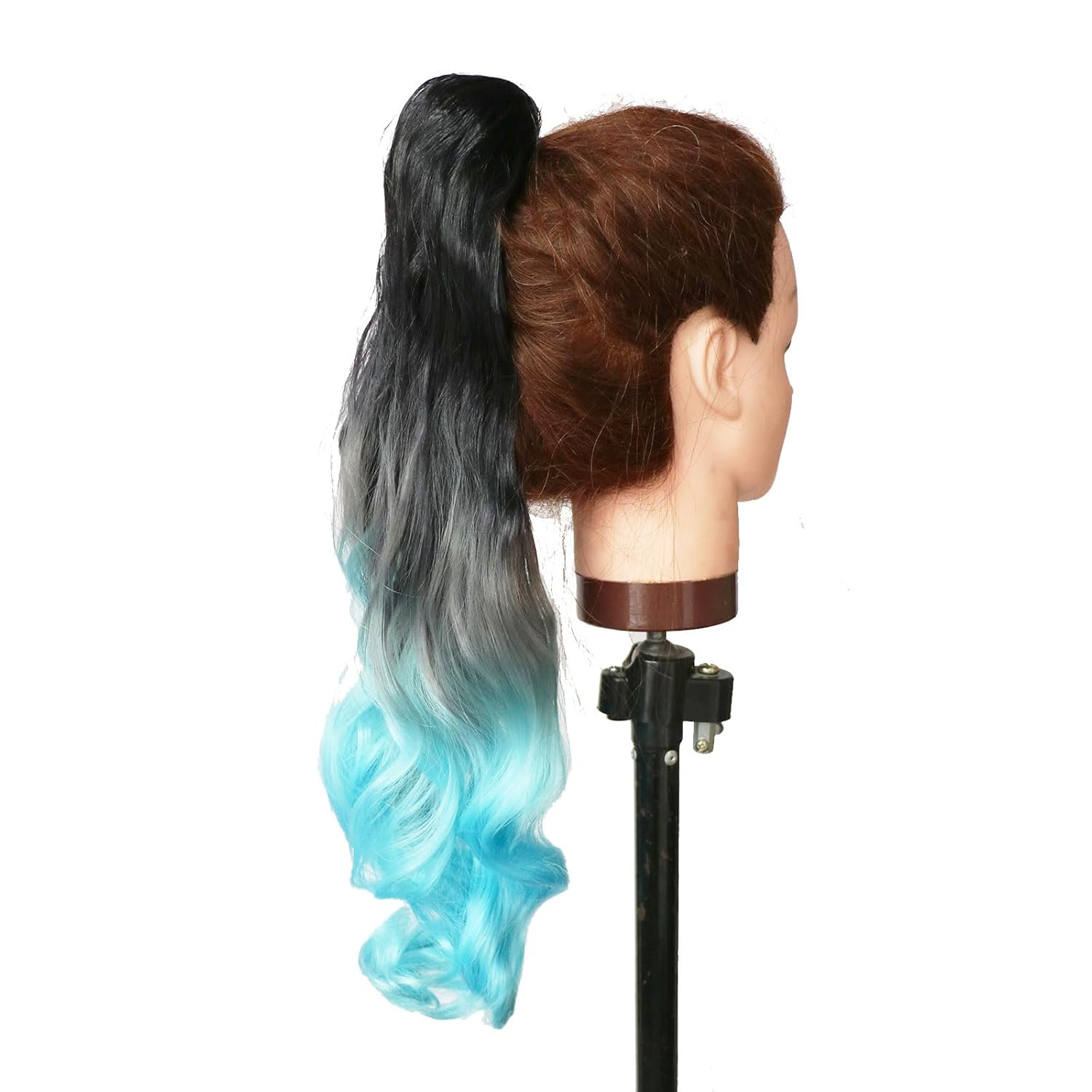 Extensión de cola de caballo rizada con cordón, color degradado, para mujer, extensión de cola de caballo sintética de fábrica (24 pulgadas, T