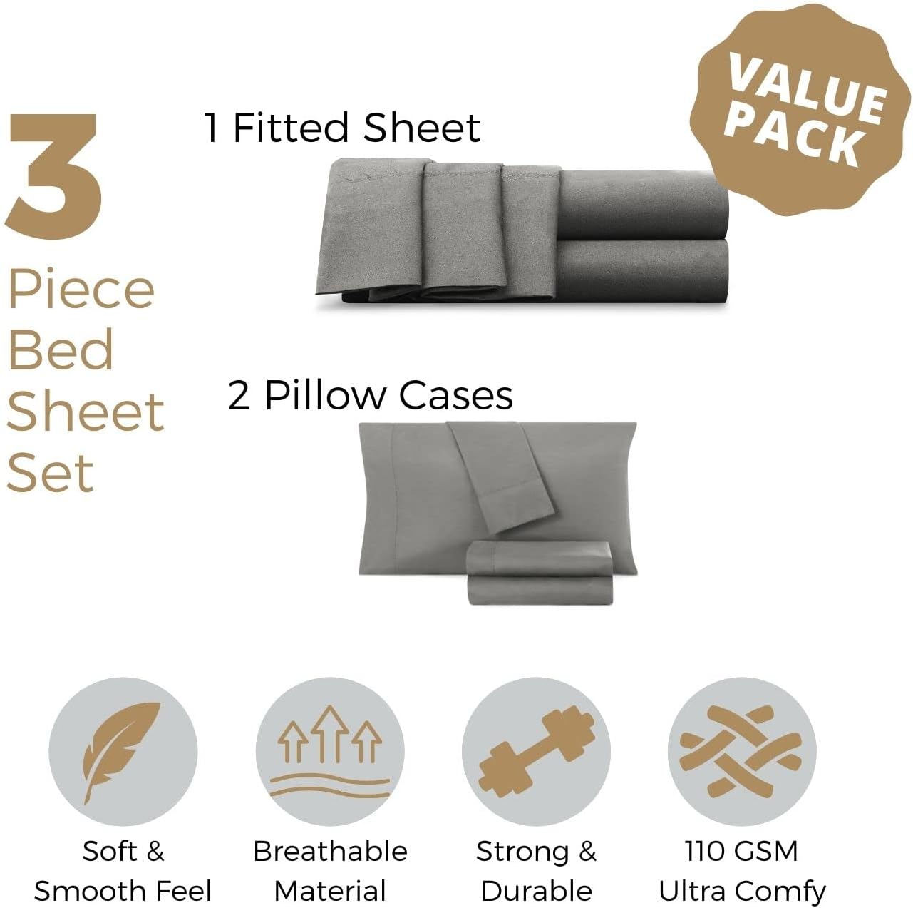 Empyrean Bedding – Sábanas bajeras tamaño Queen, con sábana de cajón extra profunda  Juego de sábanas bajeras extra profundas, de 24 pulgadas, con 2