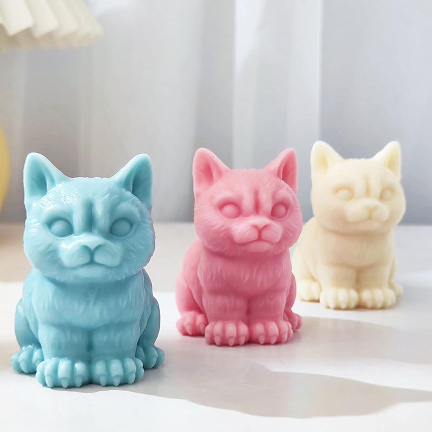 Xidmold Molde de vela de gato 3D, molde de fundición de resina de silicona para gatos, molde de silicona para chocolate, fondant, jabón, vela, bomba