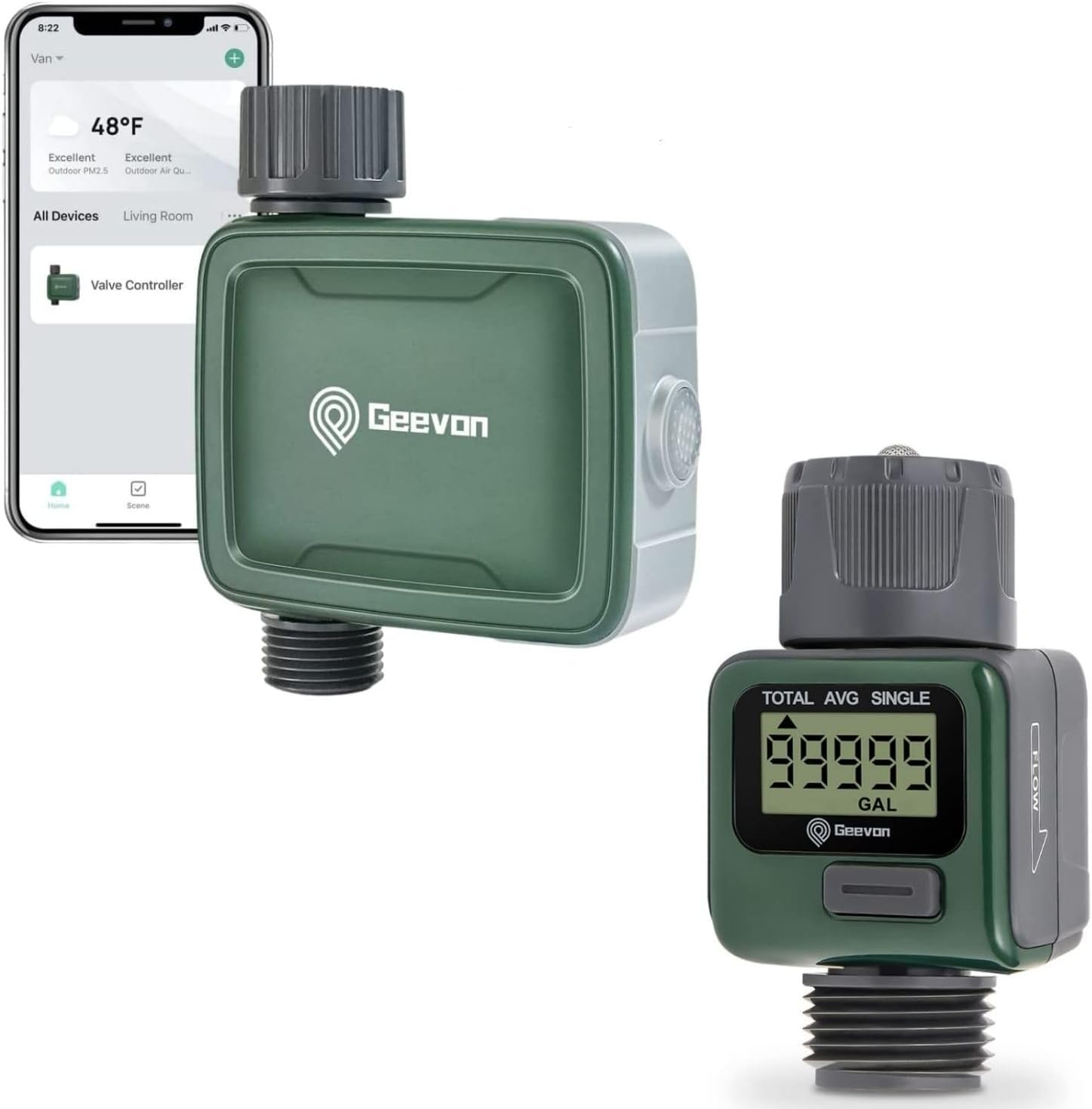Geevon Temporizador de rociador Bluetooth con rosca de metal de entrada de latón, temporizador de manguera inteligente con aplicación, temporizador